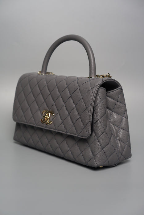 Chanel Coco Handle Small in Grey Caviar Ghw (Brand New)