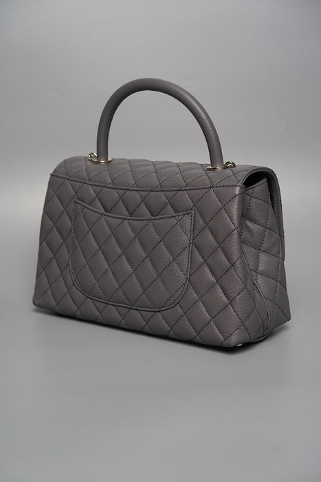 Chanel Coco Handle Small in Grey Caviar Ghw (Brand New)