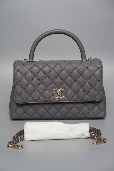 Chanel Coco Handle Small in Grey Caviar Ghw (Brand New)