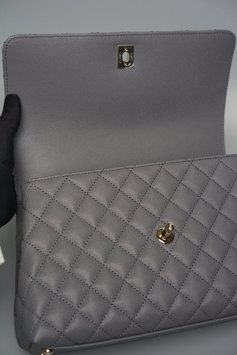 Chanel Coco Handle Small in Grey Caviar Ghw (Brand New)