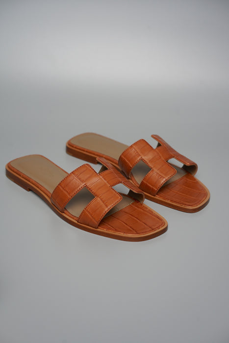 Hermes Oran Sandals in Matte Gold Alligator Size 36.5 (Brand New)