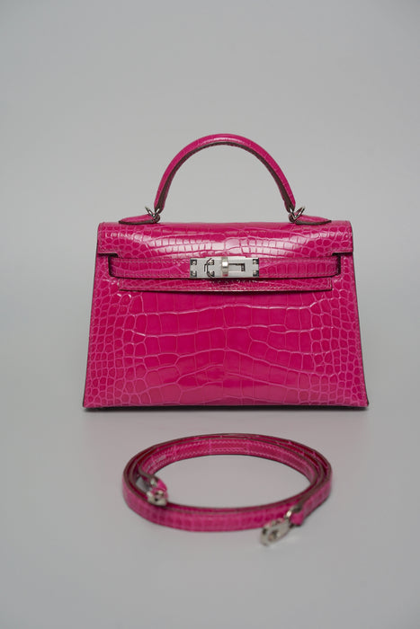 Hermes kelly 20 rose scheherazade shiny alligator phw
