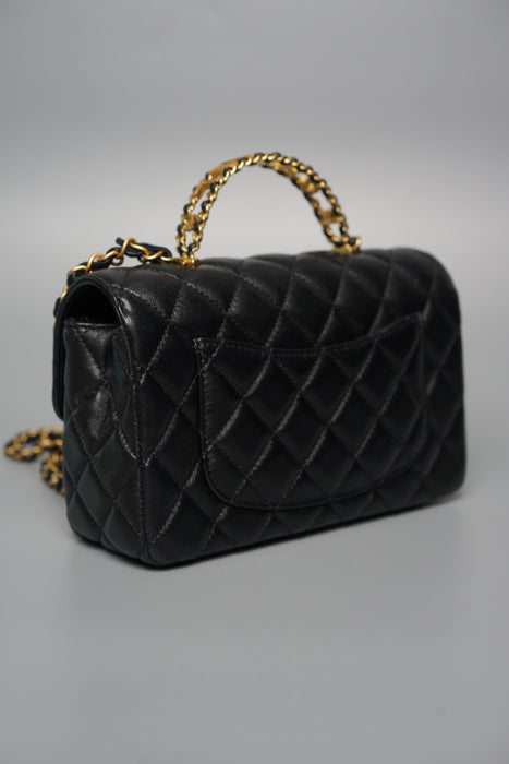 Chanel 24C Top Handle in Black Lambskin Ghw (Brand New)