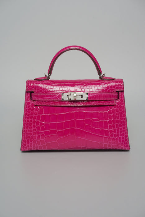 Hermes kelly 20 rose scheherazade shiny alligator phw