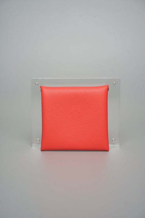 Hermes Bastia Change Purse in Rose Azalea Phw (Brand New)