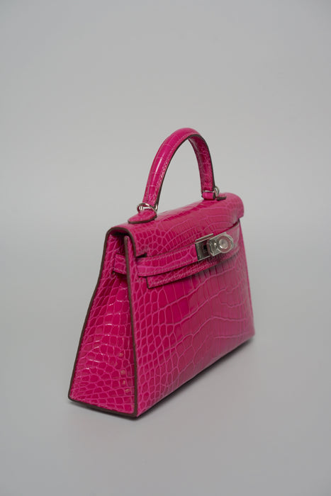 Hermes kelly 20 rose scheherazade shiny alligator phw
