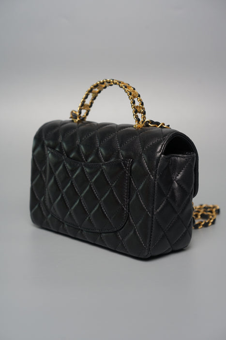 Chanel 24C Top Handle in Black Lambskin Ghw (Brand New)