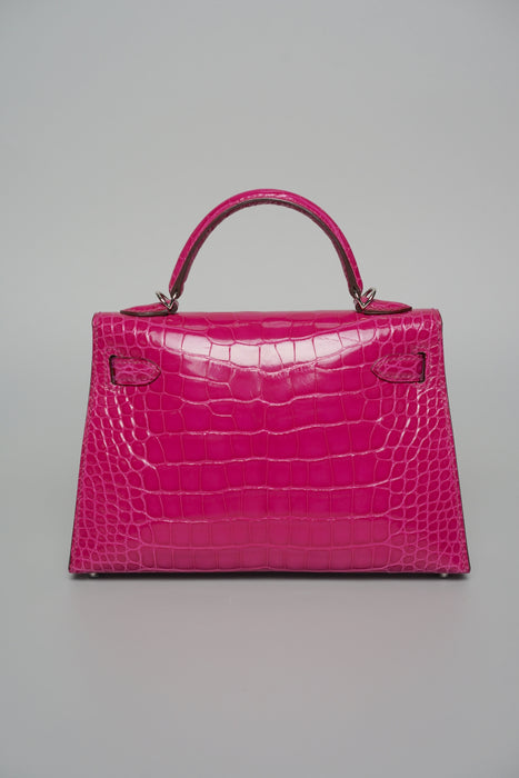 Hermes kelly 20 rose scheherazade shiny alligator phw