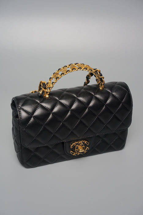 Chanel 24C Top Handle in Black Lambskin Ghw (Brand New)