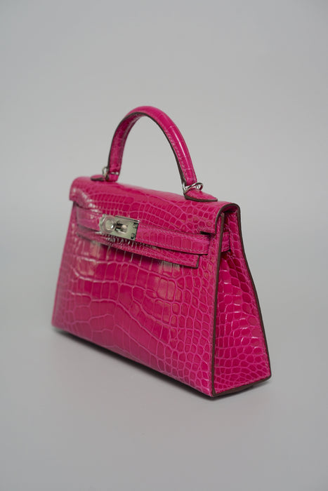 Hermes kelly 20 rose scheherazade shiny alligator phw