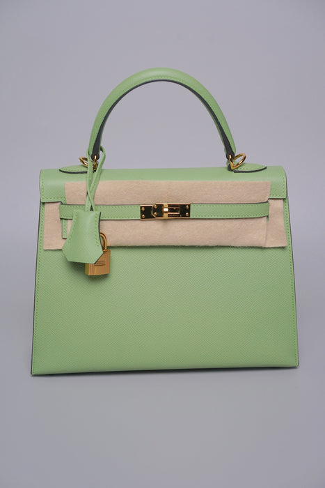 Hermes Kelly 25 in Vert Criquet Epsom Ghw