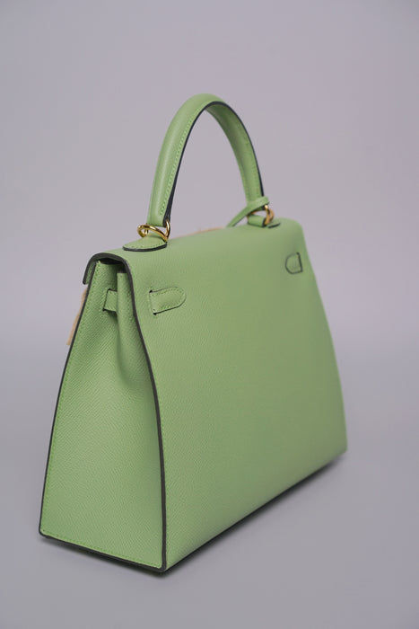Hermes Kelly 25 in Vert Criquet Epsom Ghw