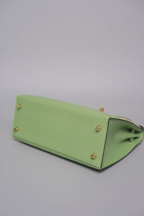 Hermes Kelly 25 in Vert Criquet Epsom Ghw
