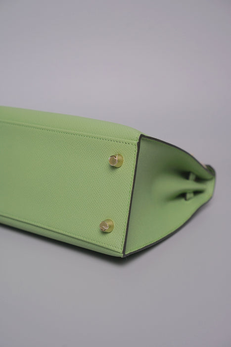 Hermes Kelly 25 in Vert Criquet Epsom Ghw