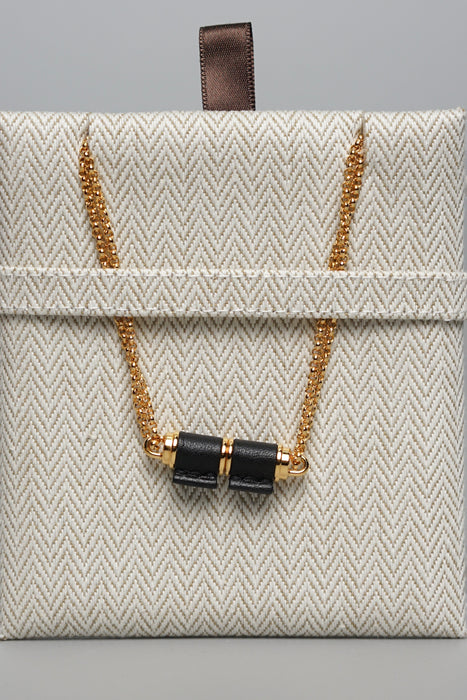 Hermes Charniere Pendant Necklace in Black Ghw (Brand New)