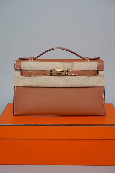 Hermes Kelly Pochette in Gold Swift Ghw (Brand New)