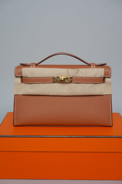 Hermes Kelly Pochette in Gold Swift Ghw (Brand New)