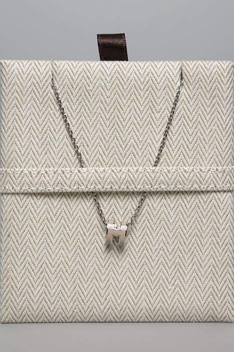 Hermes Mini Pop H Necklace in Marron Glace Phw (Brand New)
