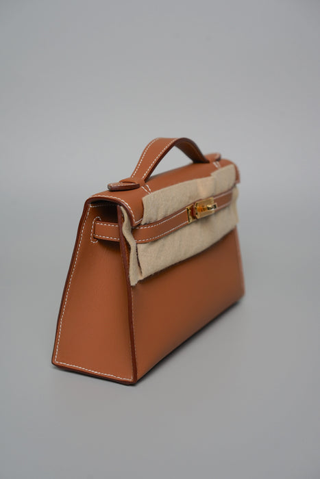 Hermes Kelly Pochette in Gold Swift Ghw (Brand New)