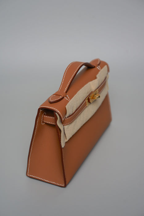 Hermes Kelly Pochette in Gold Swift Ghw (Brand New)