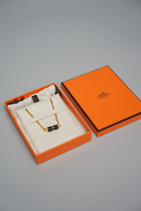 Hermes Charniere Pendant Necklace in Black Ghw (Brand New)