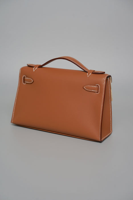 Hermes Kelly Pochette in Gold Swift Ghw (Brand New)