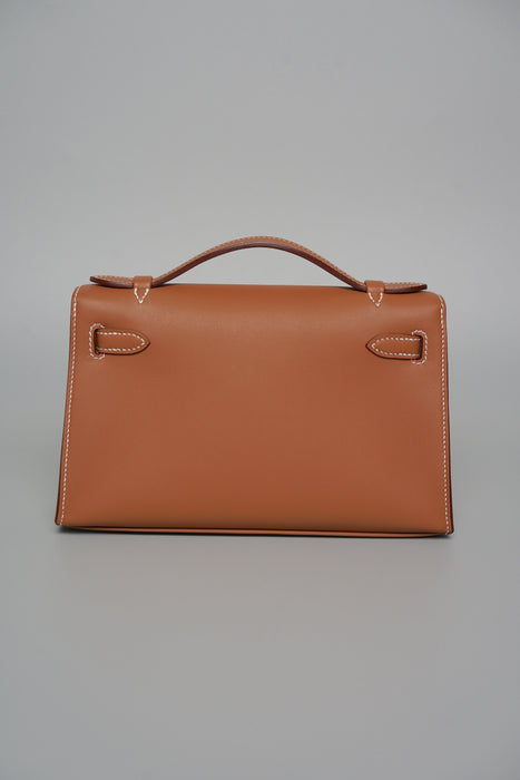 Hermes Kelly Pochette in Gold Swift Ghw (Brand New)