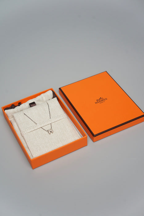 Hermes Mini Pop H Necklace in Marron Glace Phw (Brand New)