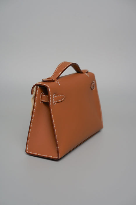 Hermes Kelly Pochette in Gold Swift Ghw (Brand New)