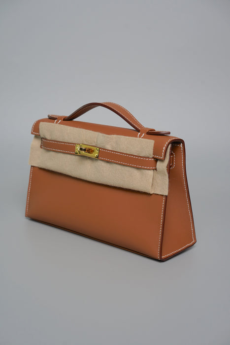 Hermes Kelly Pochette in Gold Swift Ghw (Brand New)