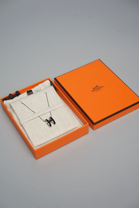 Hermes Pop H Necklace in Black Phw (Brand New)