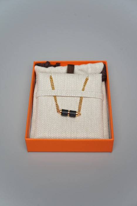 Hermes Charniere Pendant Necklace in Black Ghw (Brand New)