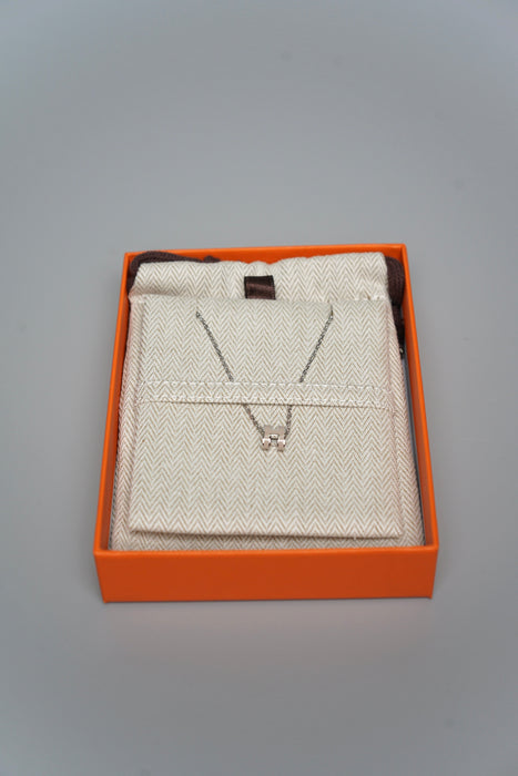 Hermes Mini Pop H Necklace in Marron Glace Phw (Brand New)