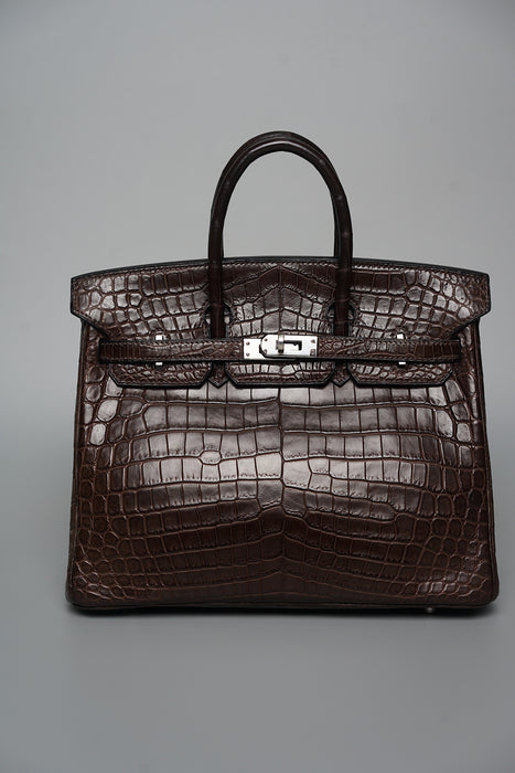 Hermes Birkin 25 in Ebene Matte Croc Phw