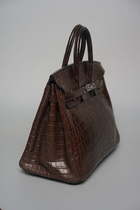 Hermes Birkin 25 in Ebene Matte Croc Phw