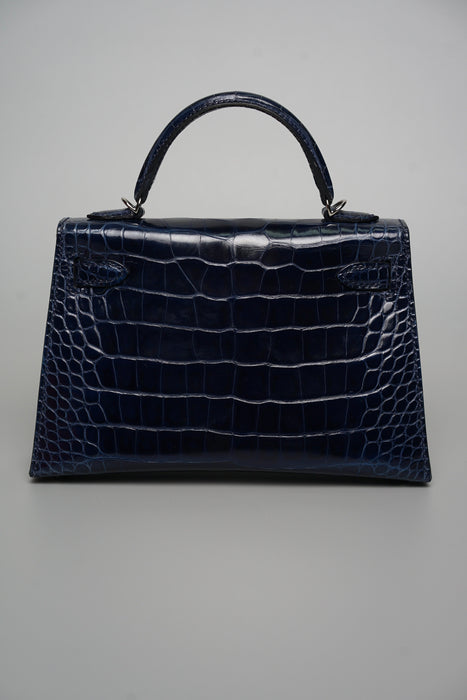 Hermes Kelly 20 in Blue Sapphire Shiny Alligator