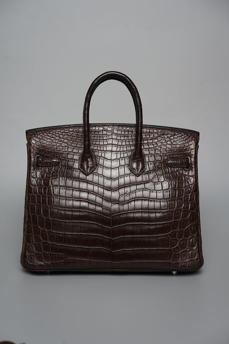 Hermes Birkin 25 in Ebene Matte Croc Phw