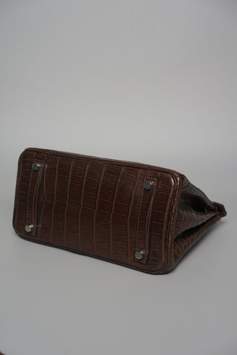 Hermes Birkin 25 in Ebene Matte Croc Phw
