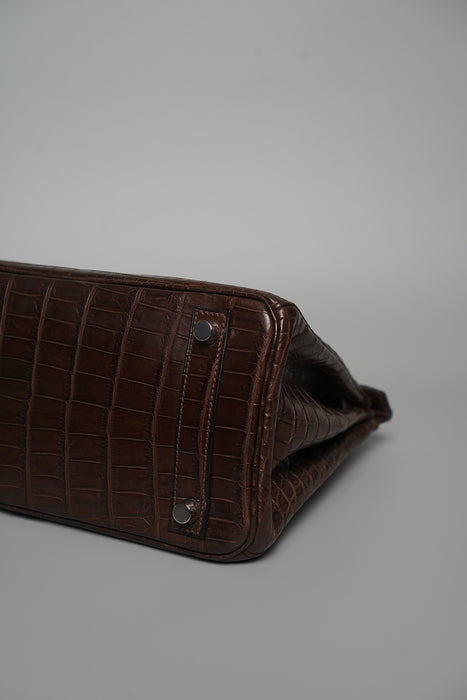 Hermes Birkin 25 in Ebene Matte Croc Phw