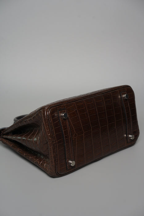 Hermes Birkin 25 in Ebene Matte Croc Phw