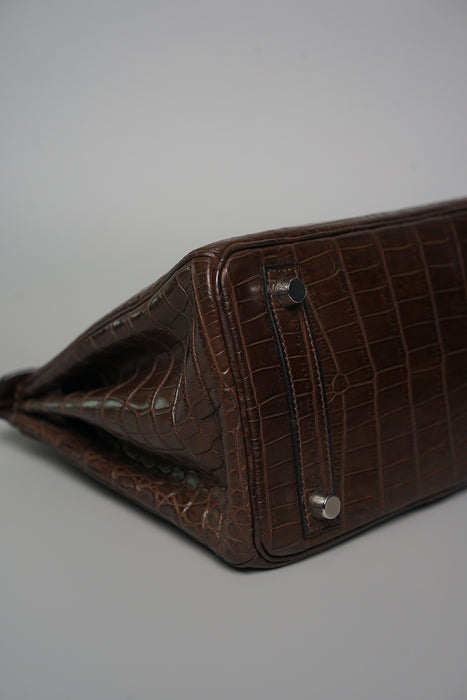Hermes Birkin 25 in Ebene Matte Croc Phw