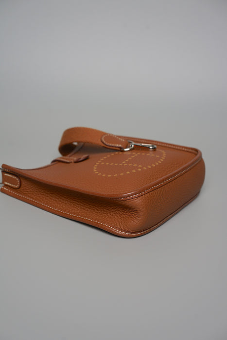 Hermes Mini Evelyne in Gold Phw