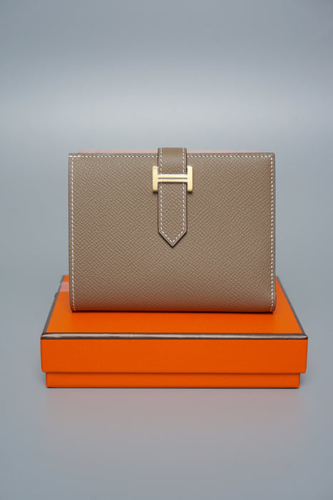 Hermes Compact Bearn Wallet in Etoupe Ghw (Brand New)