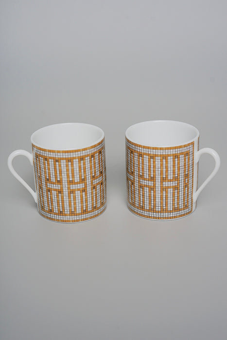 Hermes Mosaique Au 24 gold coffee cup and Saucer Set of 2 (Brand New)