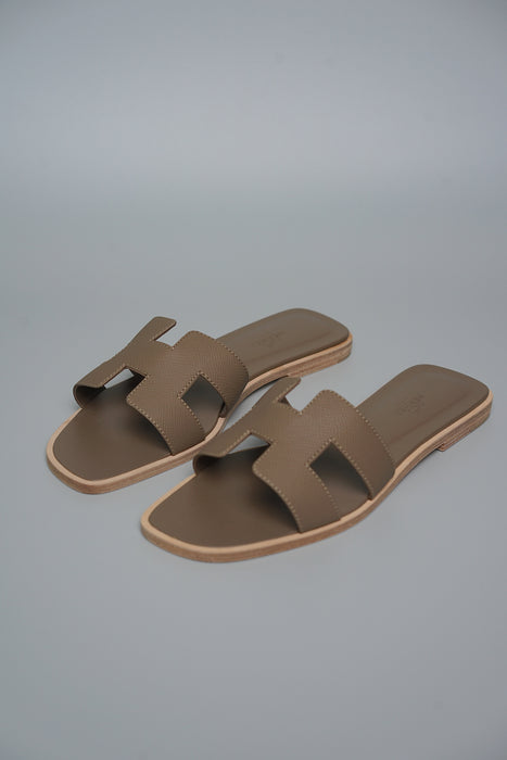 Hermes Oran Sandals in Etoupe Size 37.5 (Brand New)