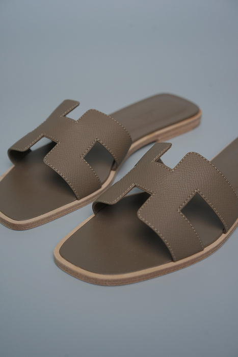 Hermes Oran Sandals in Etoupe Size 37.5 (Brand New)
