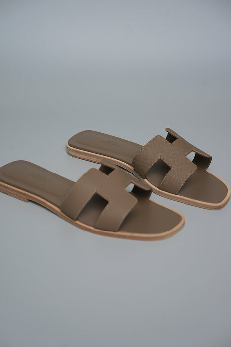 Hermes Oran Sandals in Etoupe Size 37.5 (Brand New)