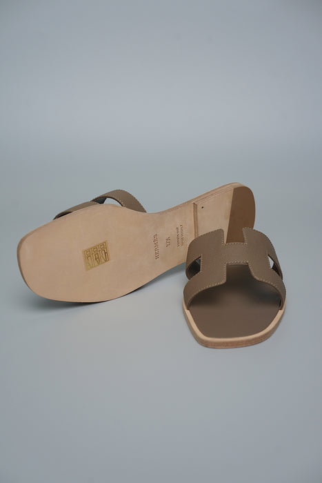 Hermes Oran Sandals in Etoupe Size 37.5 (Brand New)