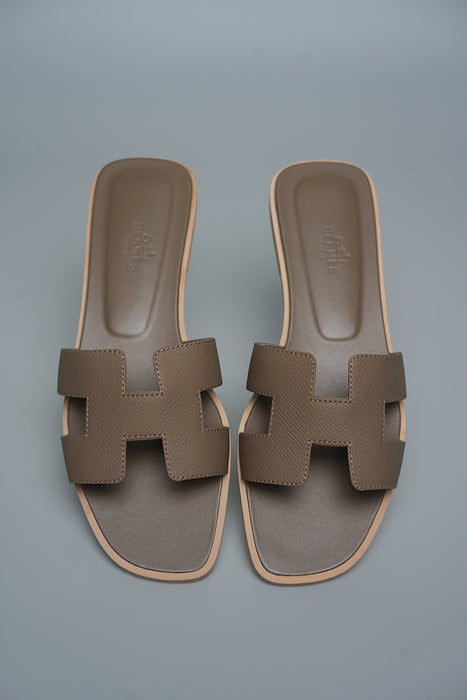Hermes Oran Sandals in Etoupe Size 37.5 (Brand New)