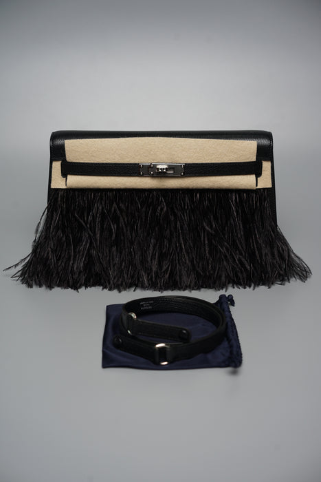 Hermes Elan Folie in Black Chevre Phw (Brand New)